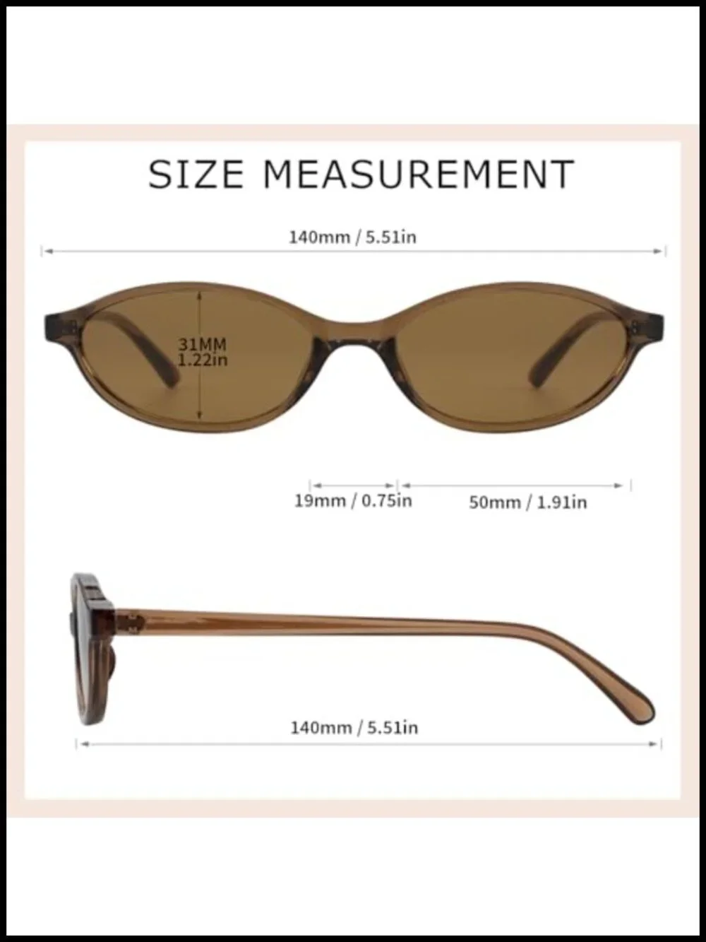 Retro Oval Cat Eye Sunglasses Y2K Lightweight Narrow UV400 Protection